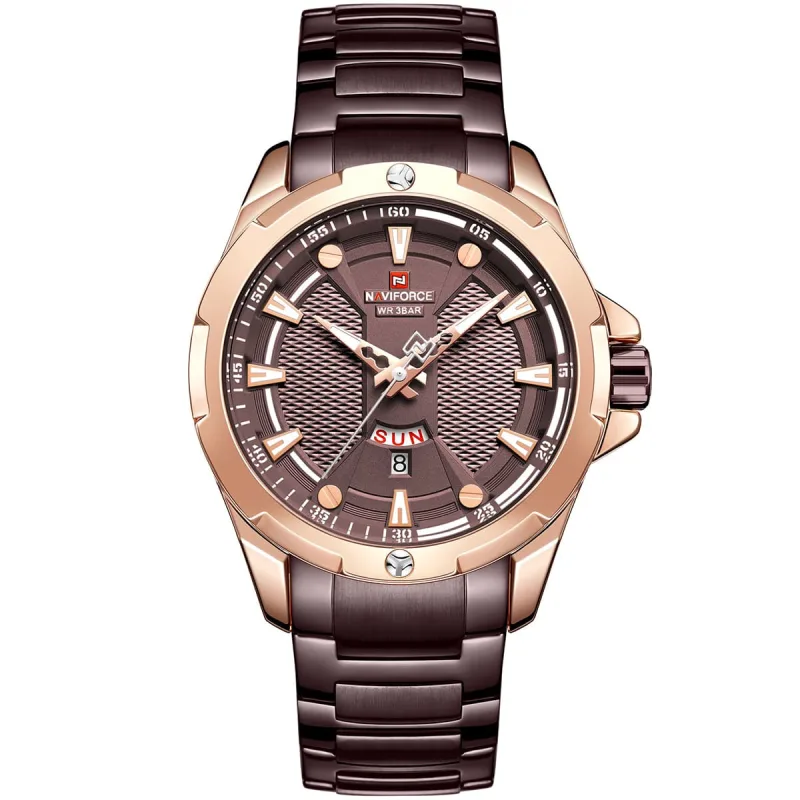 naviforce-9161-brown-front ساعت مچی نیوی فورس مدل 9161 - تصویر 1